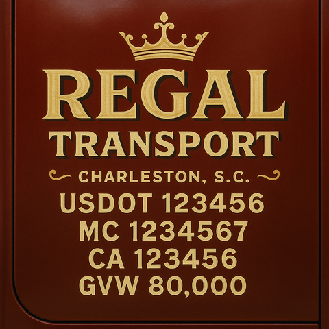 Custom Designed Trucking, Logistics, Truck Door Decal Lettering Sticker Sign Decal with USDOT, MC, GVW, CA, KYU (Set of 2)