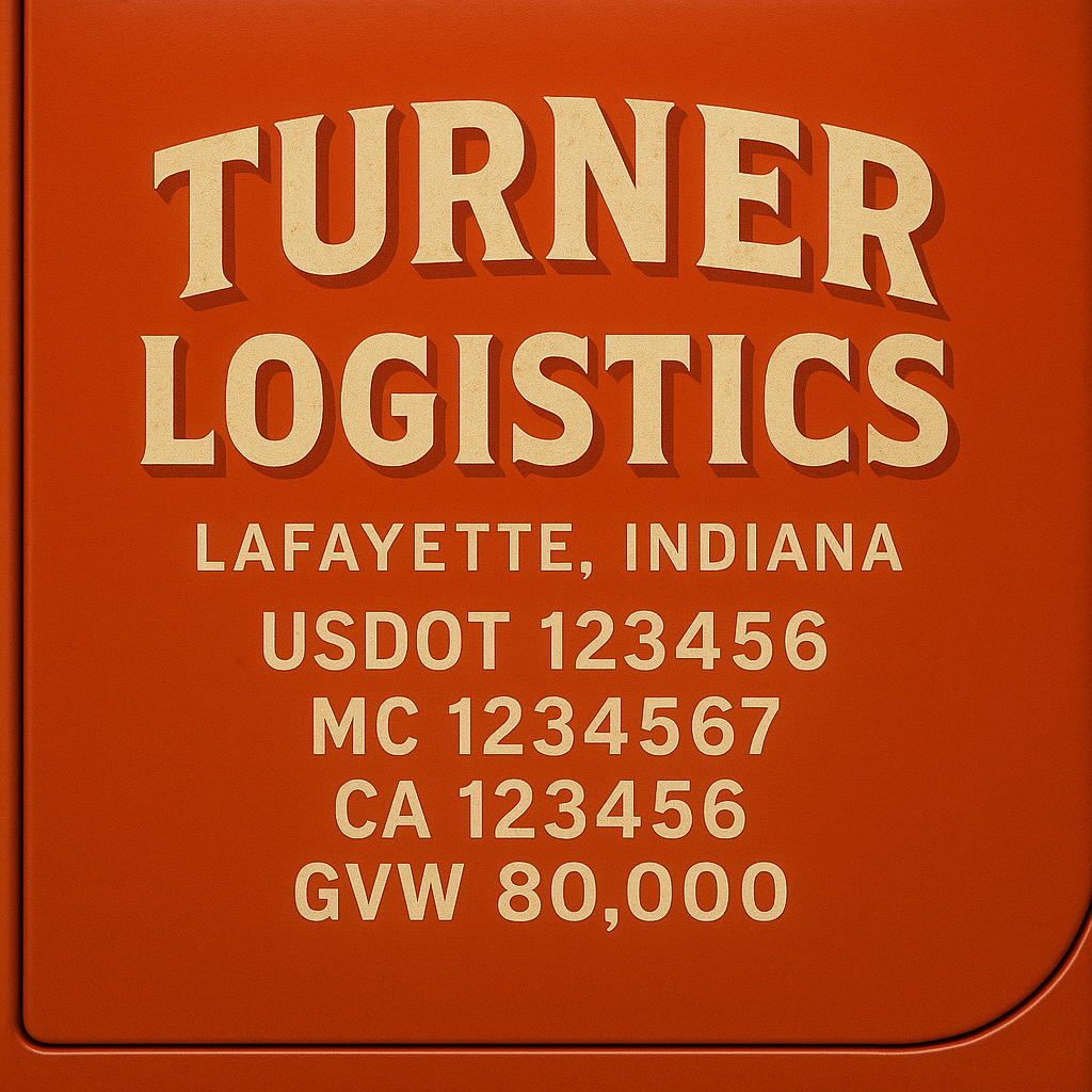 Custom Designed Trucking, Logistics, Truck Door Decal Lettering Sticker Sign Decal with USDOT, MC, GVW, CA, KYU (Set of 2)