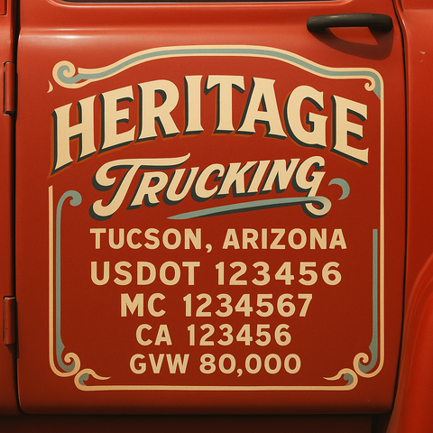 Custom Designed Trucking, Logistics, Truck Door Decal Lettering Sticker Sign Decal with USDOT, MC, GVW, CA, KYU (Set of 2)
