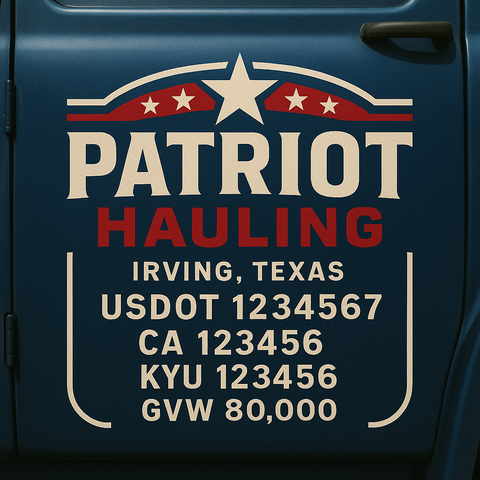 Custom Designed Trucking, Logistics, Truck Door Decal Lettering Sticker Sign Decal with USDOT, MC, GVW, CA, KYU (Set of 2)