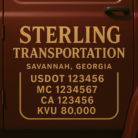 Custom Designed Trucking, Logistics, Truck Door Decal Lettering Sticker Sign Decal with USDOT, MC, GVW, CA, KYU (Set of 2)