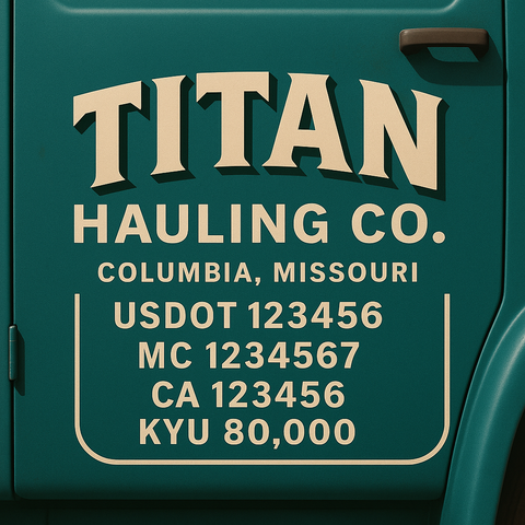 Custom Designed Trucking, Logistics, Truck Door Decal Lettering Sticker Sign Decal with USDOT, MC, GVW, CA, KYU (Set of 2)
