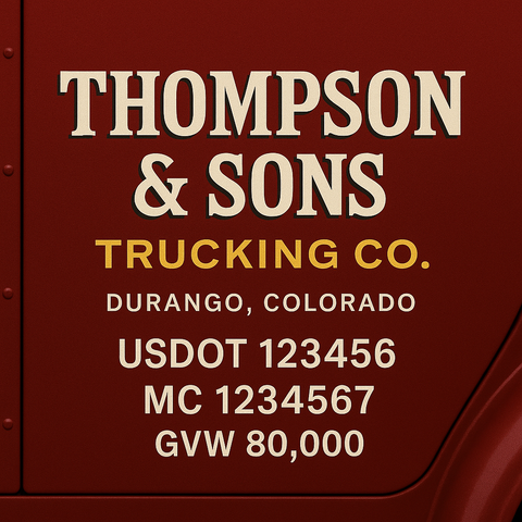 Custom Designed Trucking, Logistics, Truck Door Decal Lettering Sticker Sign Decal with USDOT, MC, GVW, CA, KYU (Set of 2)