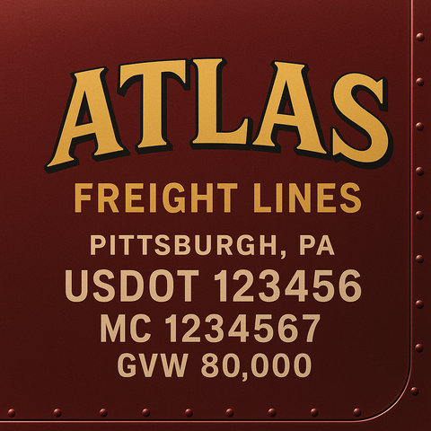 Custom Designed Trucking, Logistics, Truck Door Decal Lettering Sticker Sign Decal with USDOT, MC, GVW, CA, KYU (Set of 2)