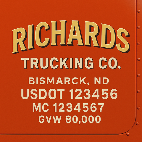 Custom Designed Trucking, Logistics, Truck Door Decal Lettering Sticker Sign Decal with USDOT, MC, GVW, CA, KYU (Set of 2)