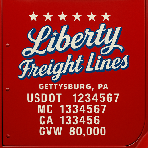 Custom Designed Trucking, Logistics, Truck Door Decal Lettering Sticker Sign Decal with USDOT, MC, GVW, CA, KYU (Set of 2)