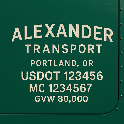 Custom Designed Trucking, Logistics, Truck Door Decal Lettering Sticker Sign Decal with USDOT, MC, GVW, CA, KYU (Set of 2)