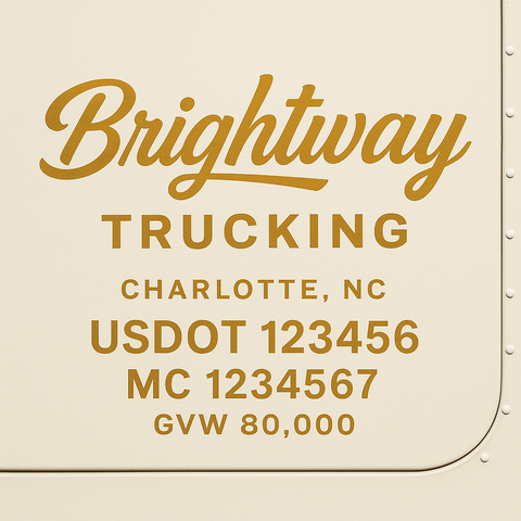 Custom Designed Trucking, Logistics, Truck Door Decal Lettering Sticker Sign Decal with USDOT, MC, GVW, CA, KYU (Set of 2)