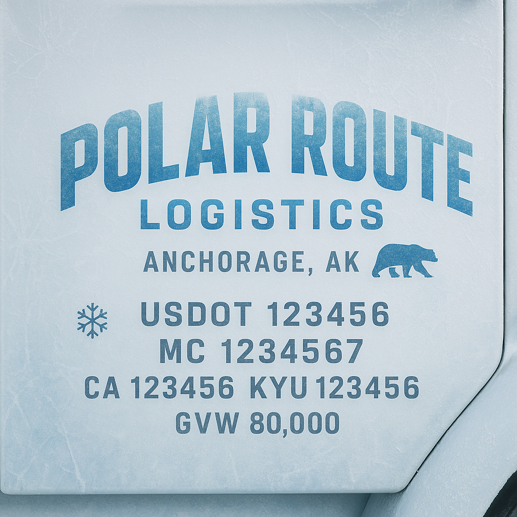 Custom Designed Trucking, Logistics, Truck Door Decal Lettering Sticker Sign Decal with USDOT, MC, GVW, CA, KYU (Set of 2)