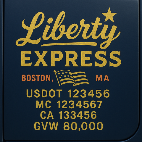 Custom Designed Trucking, Logistics, Truck Door Decal Lettering Sticker Sign Decal with USDOT, MC, GVW, CA, KYU (Set of 2)