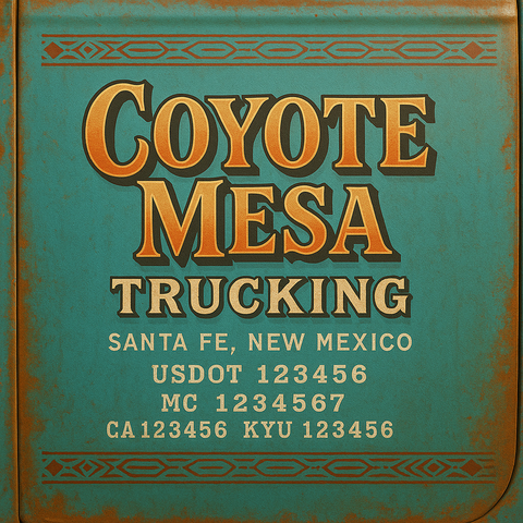 Custom Designed Trucking, Logistics, Truck Door Decal Lettering Sticker Sign Decal with USDOT, MC, GVW, CA, KYU (Set of 2)