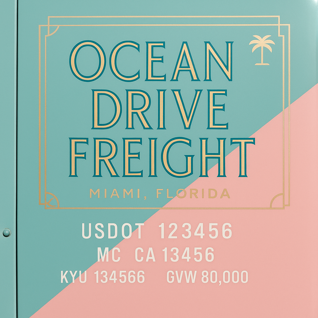 Custom Designed Trucking, Logistics, Truck Door Decal Lettering Sticker Sign Decal with USDOT, MC, GVW, CA, KYU (Set of 2)