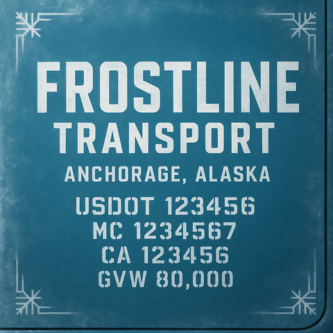 Custom Designed Trucking, Logistics, Truck Door Decal Lettering Sticker Sign Decal with USDOT, MC, GVW, CA, KYU (Set of 2)