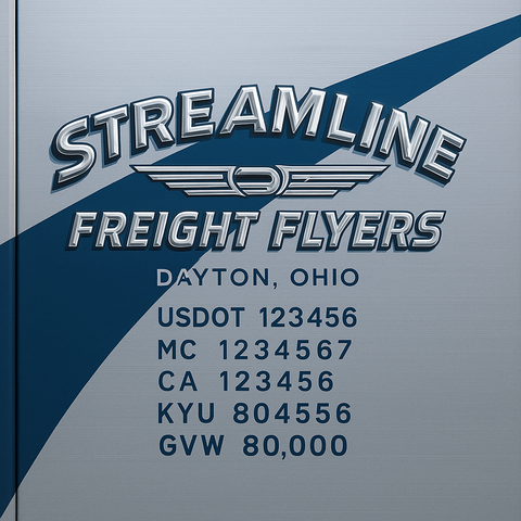 Custom Designed Trucking, Logistics, Truck Door Decal Lettering Sticker Sign Decal with USDOT, MC, GVW, CA, KYU (Set of 2)