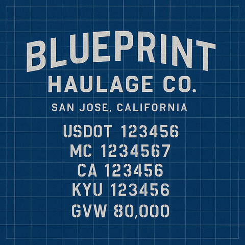 Custom Designed Trucking, Logistics, Truck Door Decal Lettering Sticker Sign Decal with USDOT, MC, GVW, CA, KYU (Set of 2)