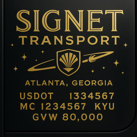 Custom Designed Trucking, Logistics, Truck Door Decal Lettering Sticker Sign Decal with USDOT, MC, GVW, CA, KYU (Set of 2)