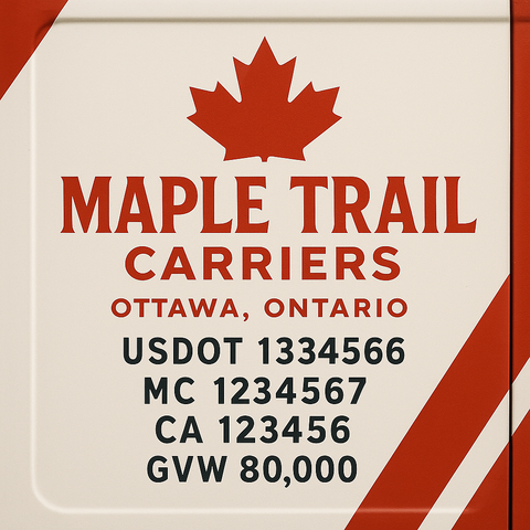 Custom Designed Trucking, Logistics, Truck Door Decal Lettering Sticker Sign Decal with USDOT, MC, GVW, CA, KYU (Set of 2)