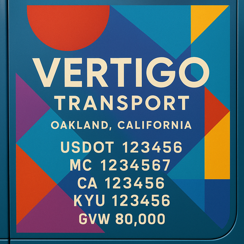 Custom Designed Trucking, Logistics, Truck Door Decal Lettering Sticker Sign Decal with USDOT, MC, GVW, CA, KYU (Set of 2)