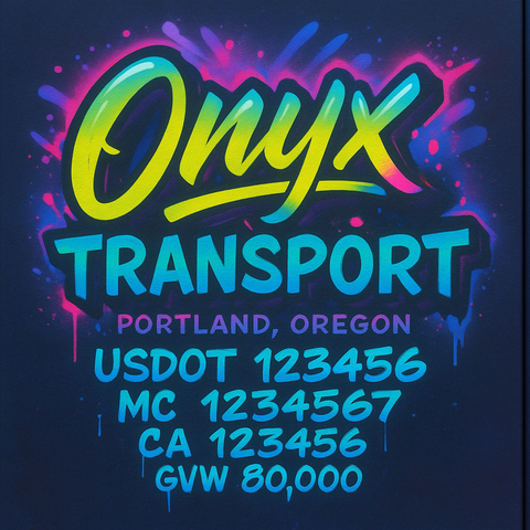 Custom Designed Trucking, Logistics, Truck Door Decal Lettering Sticker Sign Decal with USDOT, MC, GVW, CA, KYU (Set of 2)