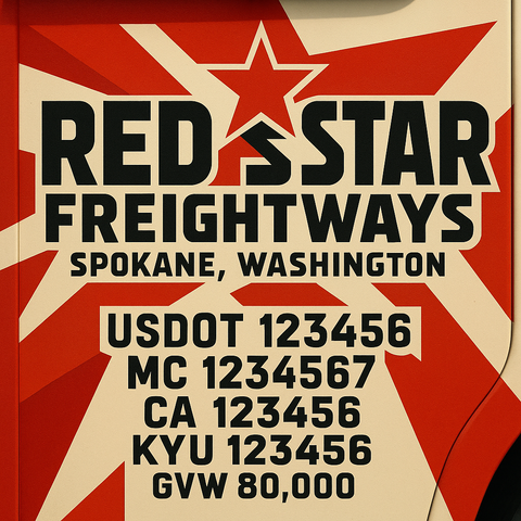 Custom Designed Trucking, Logistics, Truck Door Decal Lettering Sticker Sign Decal with USDOT, MC, GVW, CA, KYU (Set of 2)