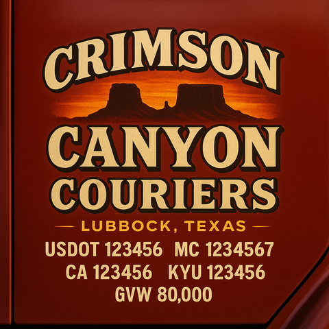 Custom Designed Trucking, Logistics, Truck Door Decal Lettering Sticker Sign Decal with USDOT, MC, GVW, CA, KYU (Set of 2)