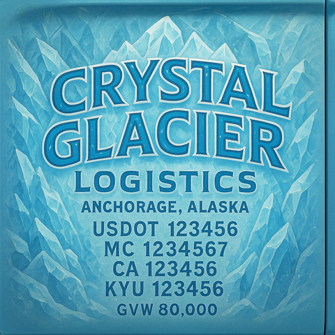 Custom Designed Trucking, Logistics, Truck Door Decal Lettering Sticker Sign Decal with USDOT, MC, GVW, CA, KYU (Set of 2)