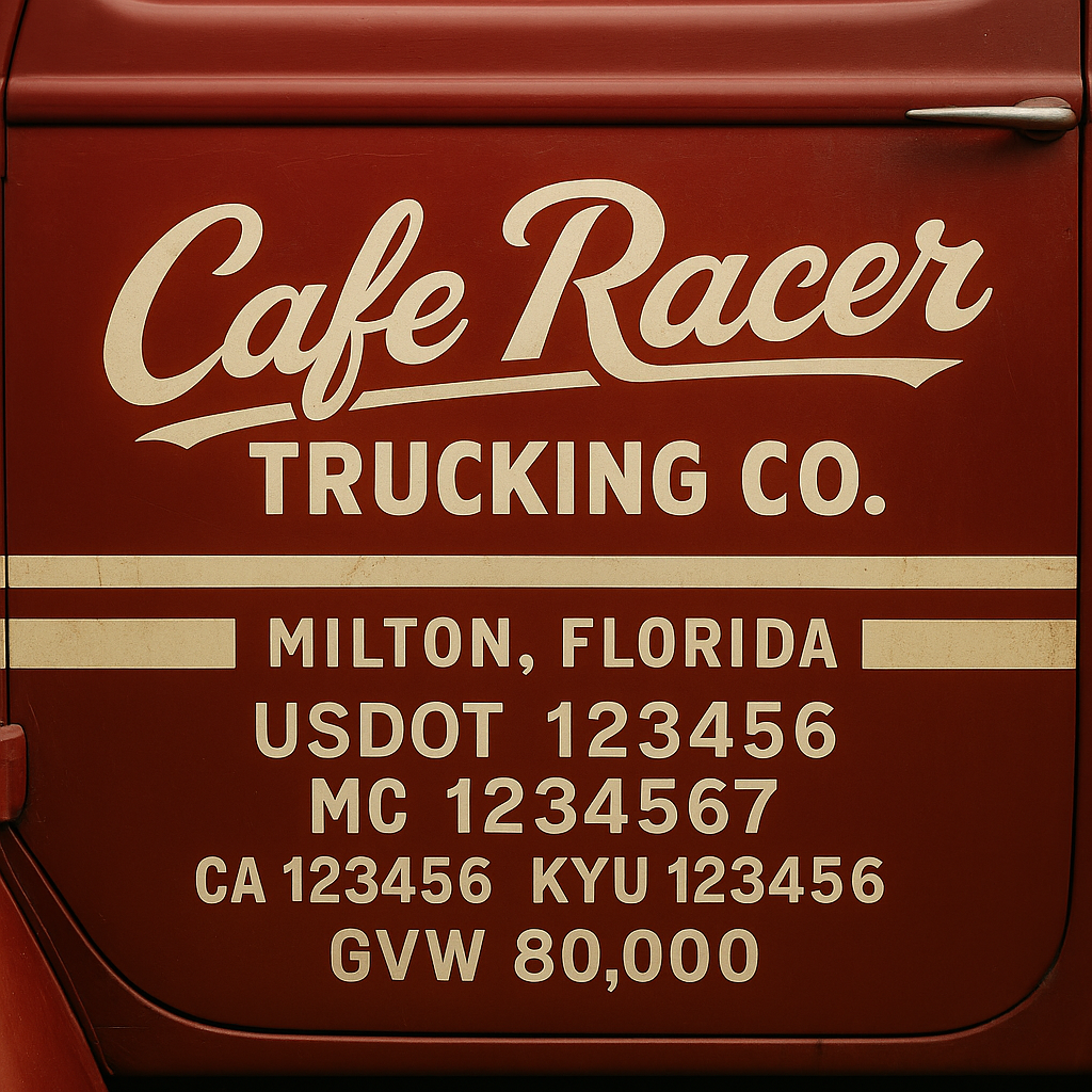 Custom Designed Trucking, Logistics, Truck Door Decal Lettering Sticker Sign Decal with USDOT, MC, GVW, CA, KYU (Set of 2)
