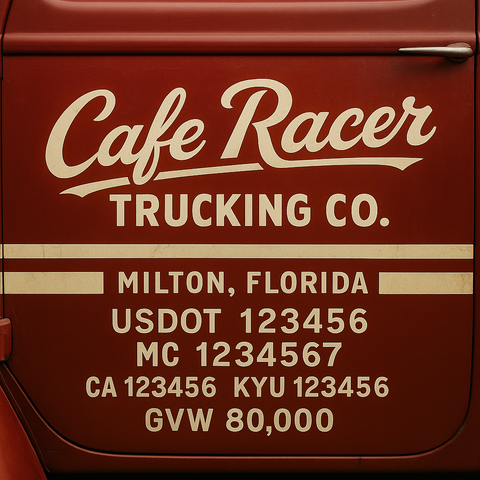 Custom Designed Trucking, Logistics, Truck Door Decal Lettering Sticker Sign Decal with USDOT, MC, GVW, CA, KYU (Set of 2)
