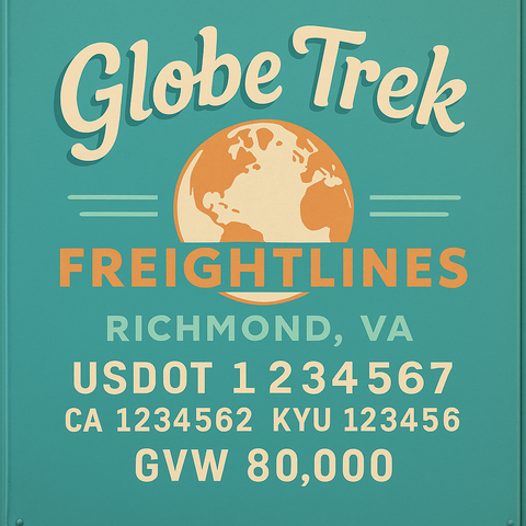 Custom Designed Trucking, Logistics, Truck Door Decal Lettering Sticker Sign Decal with USDOT, MC, GVW, CA, KYU (Set of 2)