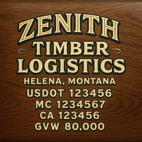 Custom Designed Trucking, Logistics, Truck Door Decal Lettering Sticker Sign Decal with USDOT, MC, GVW, CA, KYU (Set of 2)