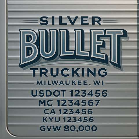 Custom Designed Trucking, Logistics, Truck Door Decal Lettering Sticker Sign Decal with USDOT, MC, GVW, CA, KYU (Set of 2)