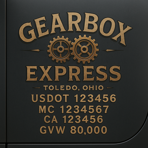 Custom Designed Trucking, Logistics, Truck Door Decal Lettering Sticker Sign Decal with USDOT, MC, GVW, CA, KYU (Set of 2)