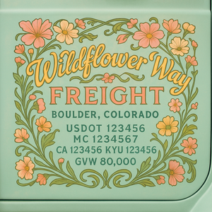 Custom Designed Trucking, Logistics, Truck Door Decal Lettering Sticker Sign Decal with USDOT, MC, GVW, CA, KYU (Set of 2)