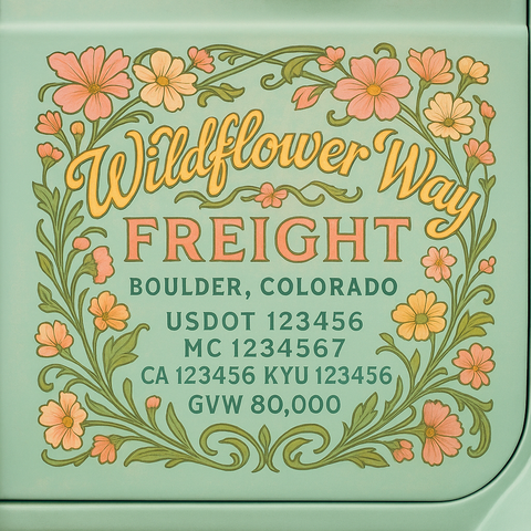 Custom Designed Trucking, Logistics, Truck Door Decal Lettering Sticker Sign Decal with USDOT, MC, GVW, CA, KYU (Set of 2)