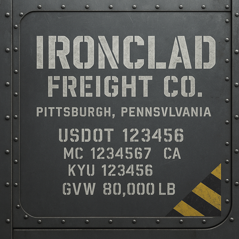 Custom Designed Trucking, Logistics, Truck Door Decal Lettering Sticker Sign Decal with USDOT, MC, GVW, CA, KYU (Set of 2)