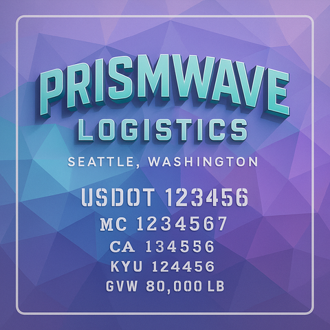 Custom Designed Trucking, Logistics, Truck Door Decal Lettering Sticker Sign Decal with USDOT, MC, GVW, CA, KYU (Set of 2)