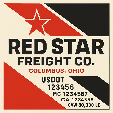 Custom Designed Trucking, Logistics, Truck Door Decal Lettering Sticker Sign Decal with USDOT, MC, GVW, CA, KYU (Set of 2)