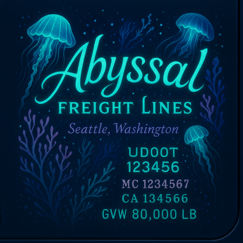 Custom Designed Trucking, Logistics, Truck Door Decal Lettering Sticker Sign Decal with USDOT, MC, GVW, CA, KYU (Set of 2)