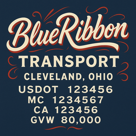 Custom Designed Trucking, Logistics, Truck Door Decal Lettering Sticker Sign Decal with USDOT, MC, GVW, CA, KYU (Set of 2)