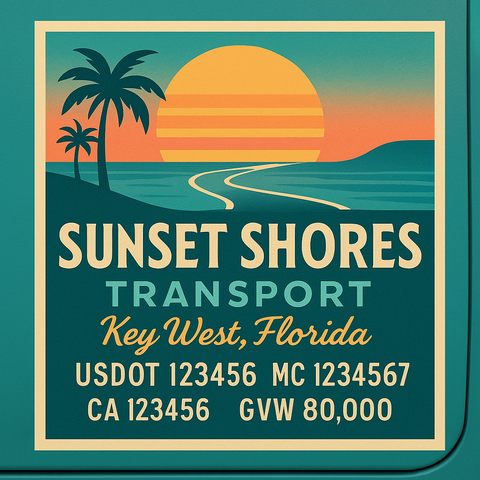 Custom Designed Trucking, Logistics, Truck Door Decal Lettering Sticker Sign Decal with USDOT, MC, GVW, CA, KYU (Set of 2)
