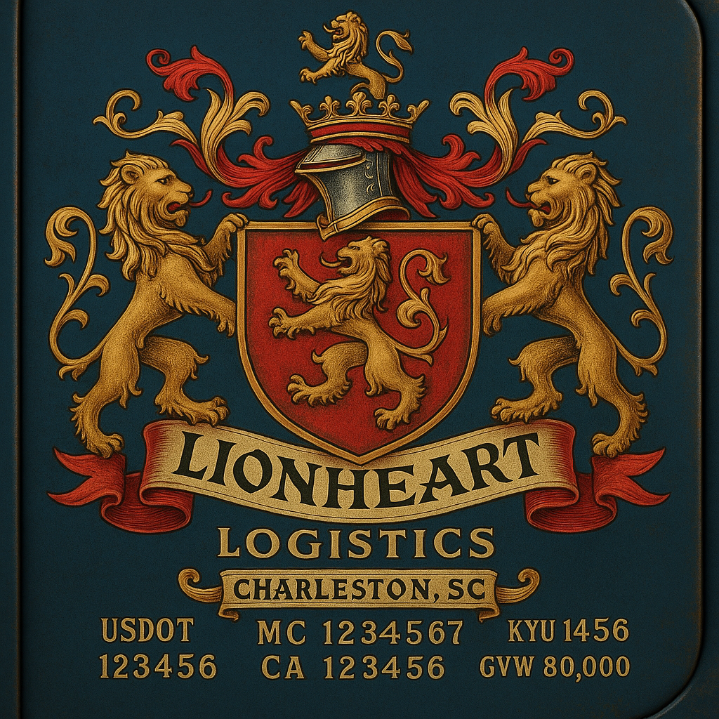 Custom Designed Trucking, Logistics, Truck Door Decal Lettering Sticker Sign Decal with USDOT, MC, GVW, CA, KYU (Set of 2)
