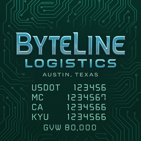 Custom Designed Trucking, Logistics, Truck Door Decal Lettering Sticker Sign Decal with USDOT, MC, GVW, CA, KYU (Set of 2)