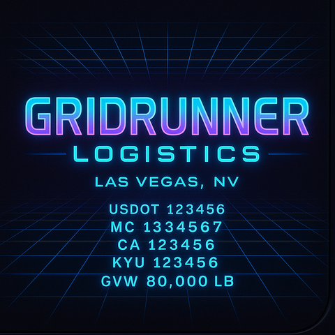 Custom Designed Trucking, Logistics, Truck Door Decal Lettering Sticker Sign Decal with USDOT, MC, GVW, CA, KYU (Set of 2)