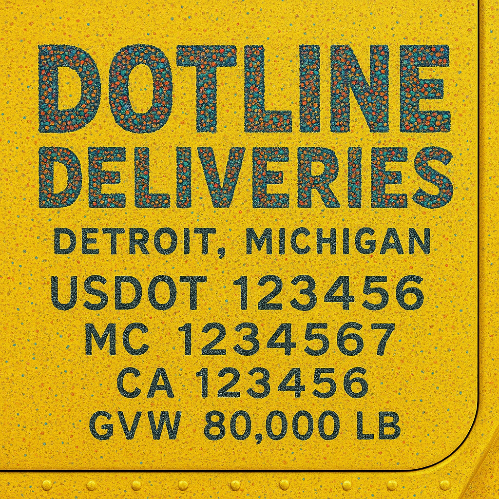 Custom Designed Trucking, Logistics, Truck Door Decal Lettering Sticker Sign Decal with USDOT, MC, GVW, CA, KYU (Set of 2)
