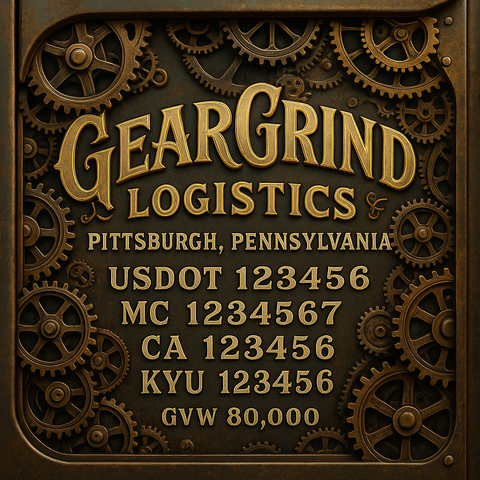 Custom Designed Trucking, Logistics, Truck Door Decal Lettering Sticker Sign Decal with USDOT, MC, GVW, CA, KYU (Set of 2)
