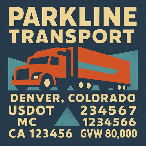 Custom Designed Trucking, Logistics, Truck Door Decal Lettering Sticker Sign Decal with USDOT, MC, GVW, CA, KYU (Set of 2)