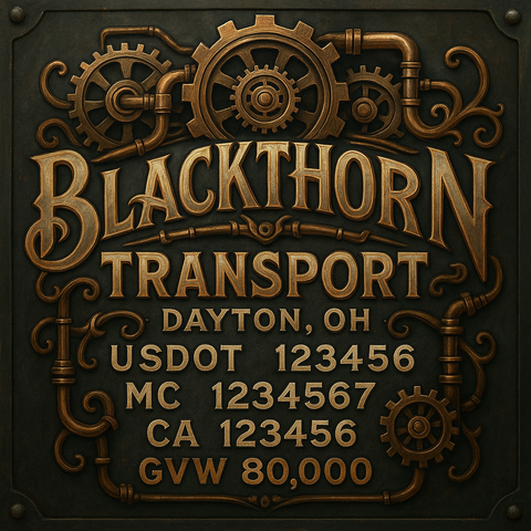 Custom Designed Trucking, Logistics, Truck Door Decal Lettering Sticker Sign Decal with USDOT, MC, GVW, CA, KYU (Set of 2)
