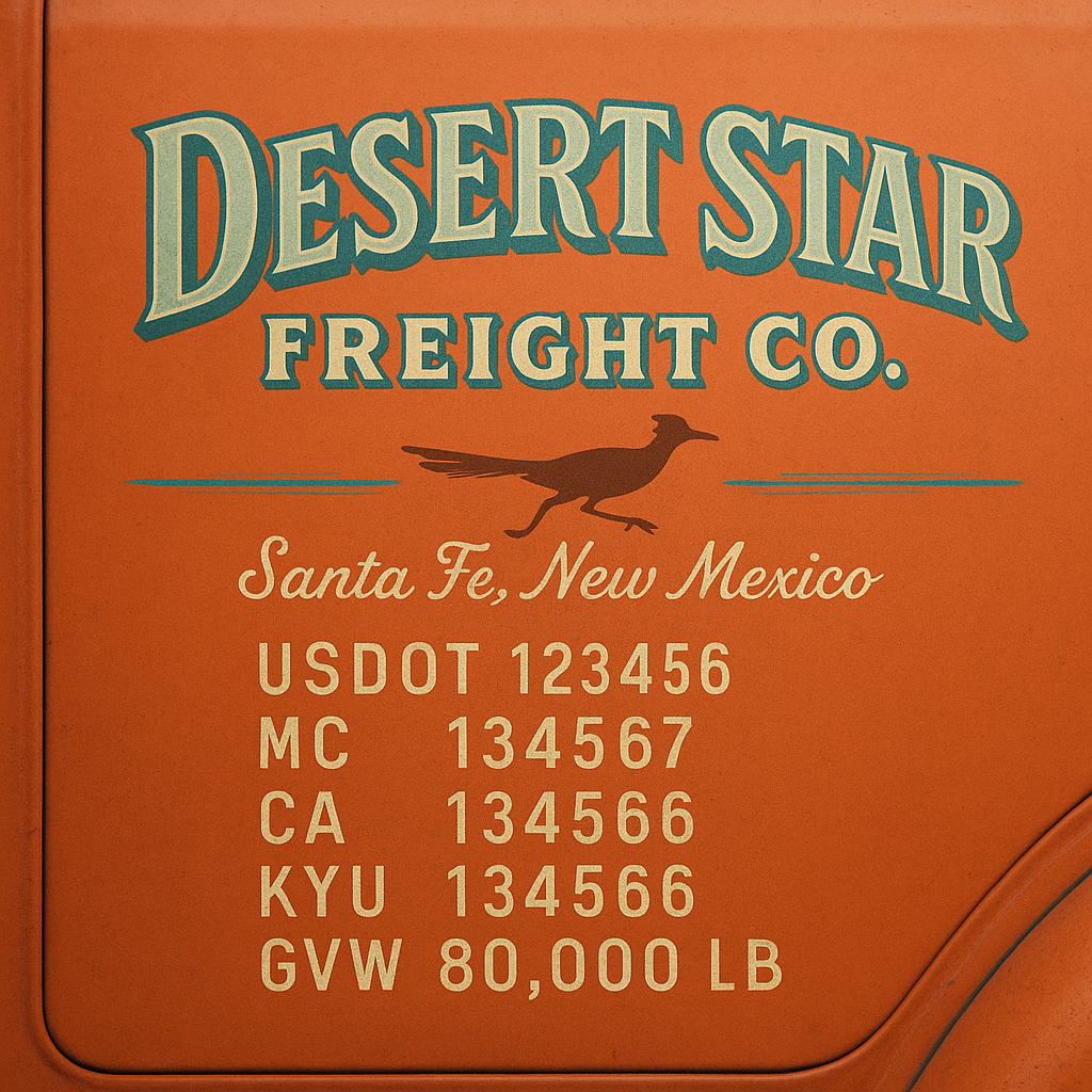 Custom Designed Trucking, Logistics, Truck Door Decal Lettering Sticker Sign Decal with USDOT, MC, GVW, CA, KYU (Set of 2)