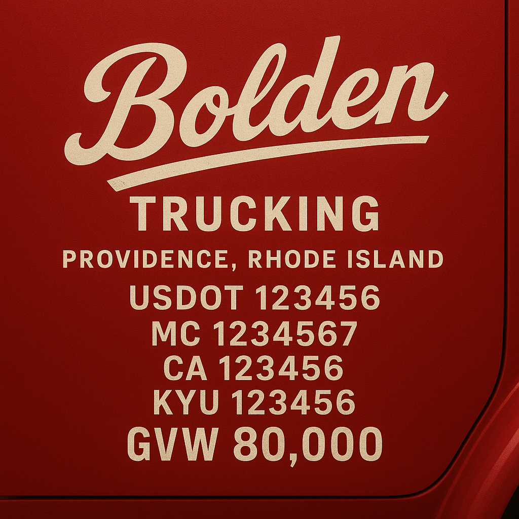 Custom Designed Trucking, Logistics, Truck Door Decal Lettering Sticker Sign Decal with USDOT, MC, GVW, CA, KYU (Set of 2)