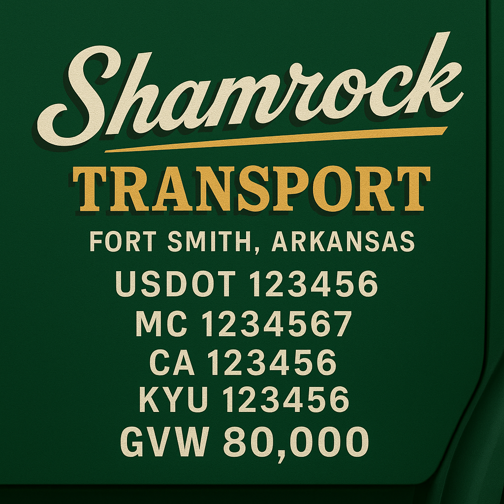 Custom Designed Trucking, Logistics, Truck Door Decal Lettering Sticker Sign Decal with USDOT, MC, GVW, CA, KYU (Set of 2)